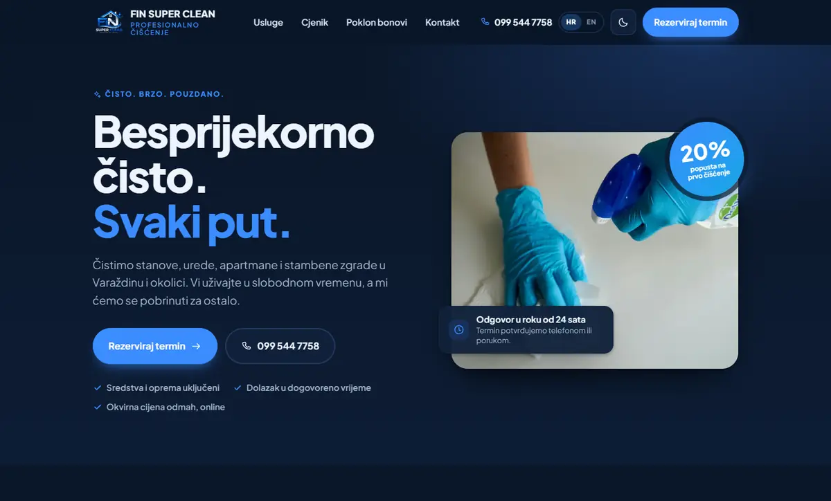 Naslovnica FIN SUPER CLEAN u tamnoj temi